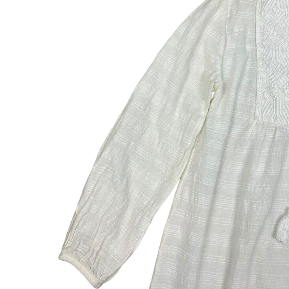 J. Crew Tunic Top White Embroidered Boho Blouse 3/4 Sleeve Lightweight size XS - Picture 6 of 8